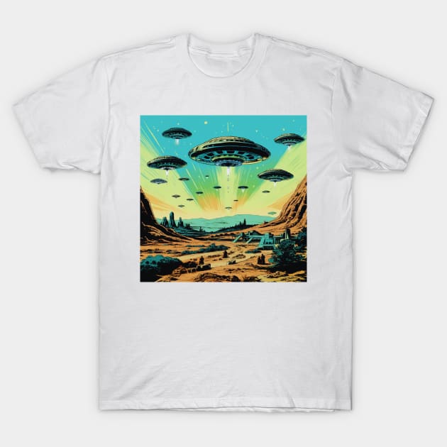 Vintage Comics UFO Encounters UFO Witness Cartoon Vintage T-Shirt by OscarVanHendrix